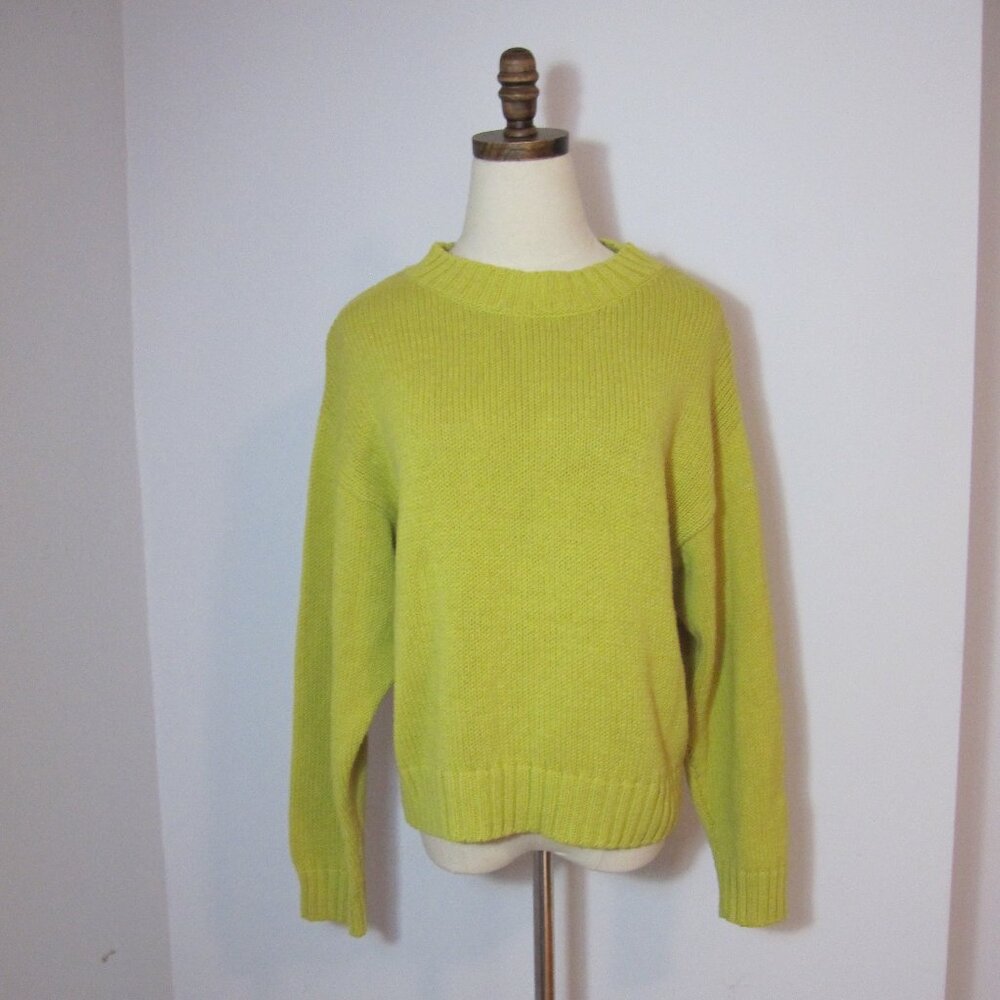 Prologue Sweater Womens Medium Lemonlime Cable Knit Crewneck Pullover Sweater
